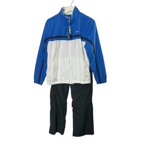 Reebok Windbreaker Jacket & Pants Tracksuit Windsuit White & Gray Medium NEW